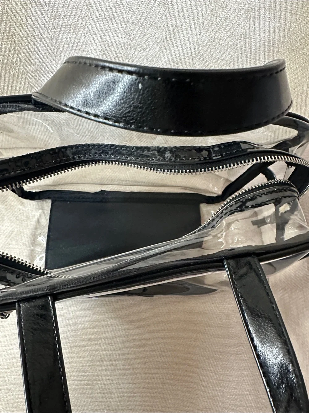 Steve Madden Clear Tote with Black Trim and Handles
